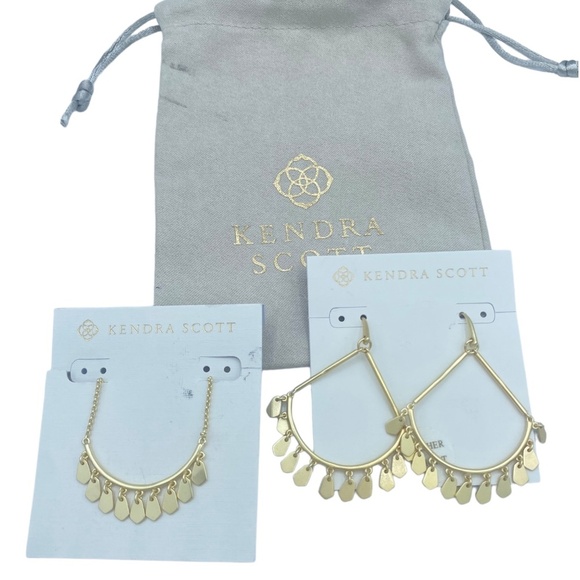 Kendra Scott Sydney Necklace and Earrings brushed mat gold tone NWT Set Lot - Picture 3 of 10